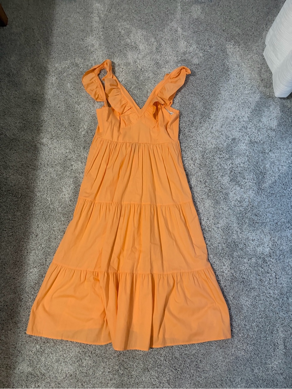 Francesca's Collections Orange Ruffled Strap Tiered Maxi Dress